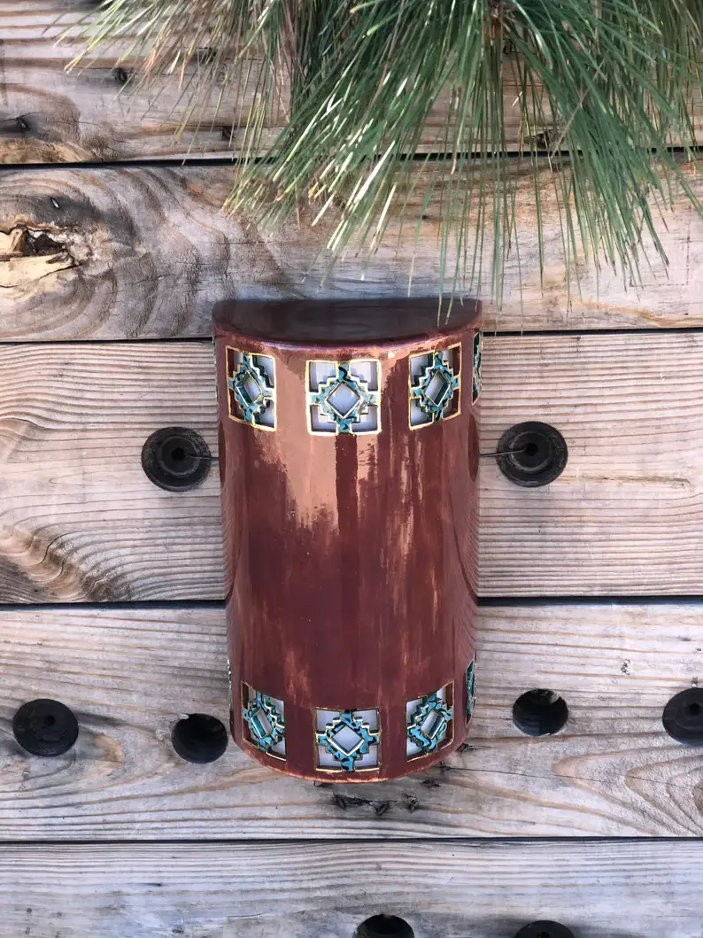 Thumbnail: Outdoor Wall Sconce, Cortez cutout glazed with 24ct liquid gold