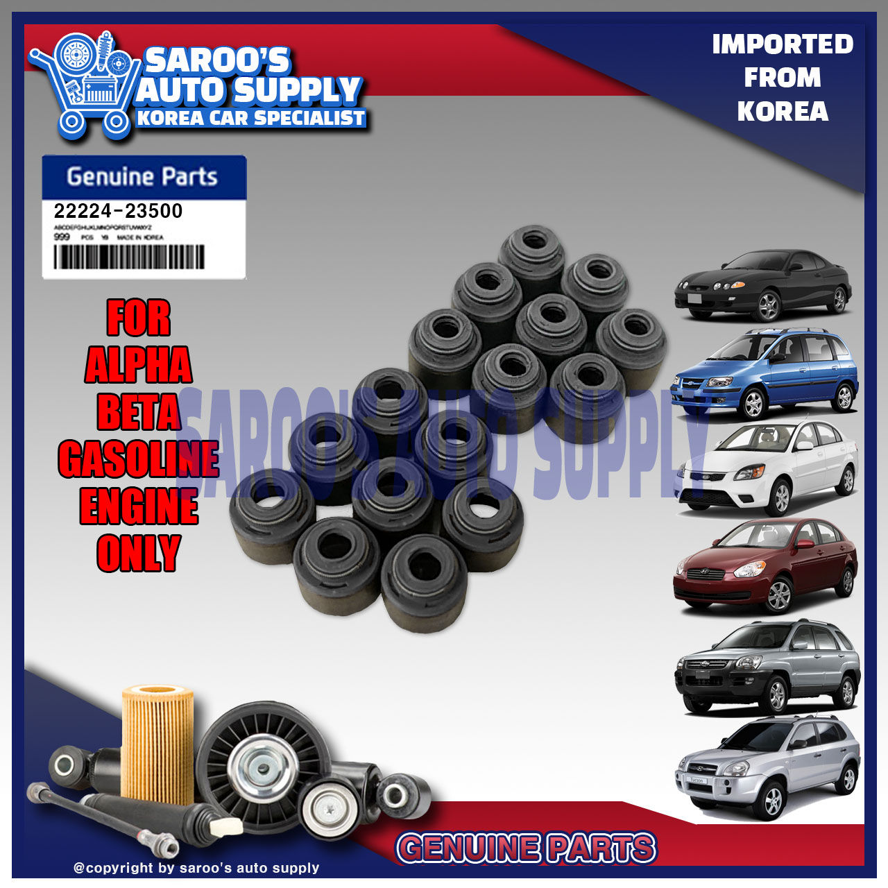 Engine Valve Seal Set/Tucson,Sportage, Matrix ,Accent,Tiburo,Tuscani,RIO