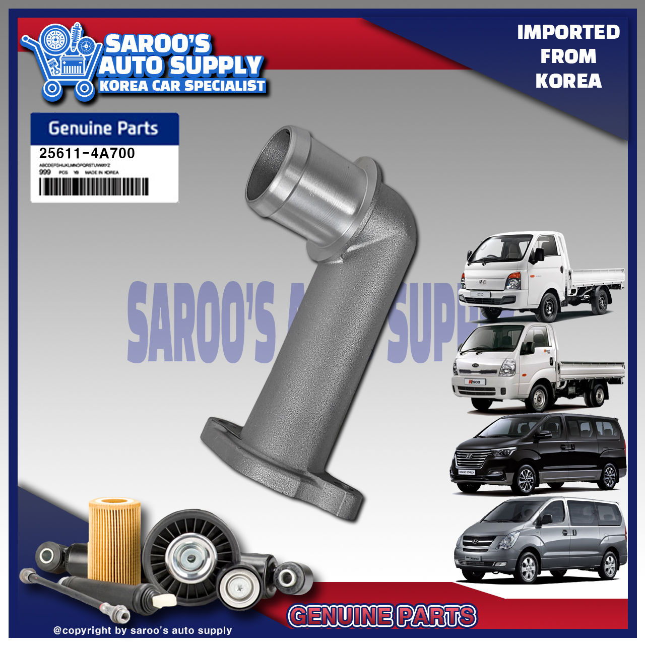 [A1] Water Fitting Outlet/Grand Starex (07-10) , Starex,Sorento,25611-4A000