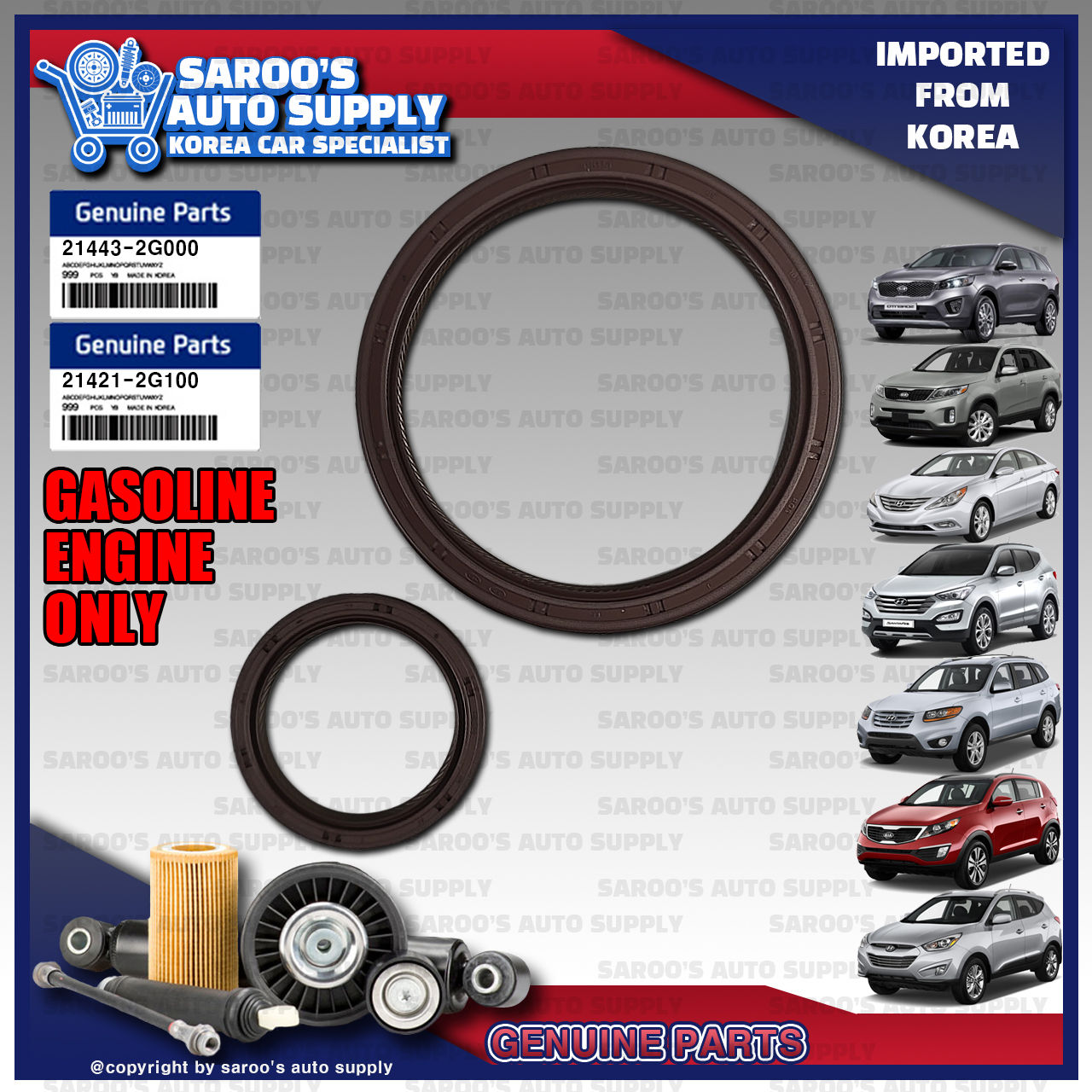 [Theta] Crankshaft Oil Seal Set For Tucson ,Sportage ,Santa Fe ,Sorento, Sonata