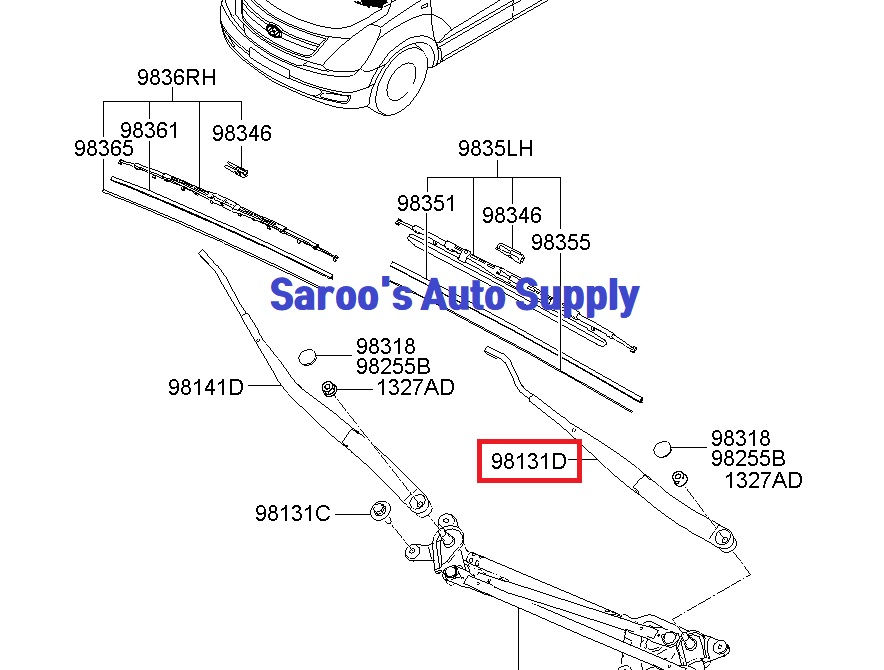 Thumbnail: Wiper Arm/Grand Starex (07-18)/98301-4H000 , 98302-4H000