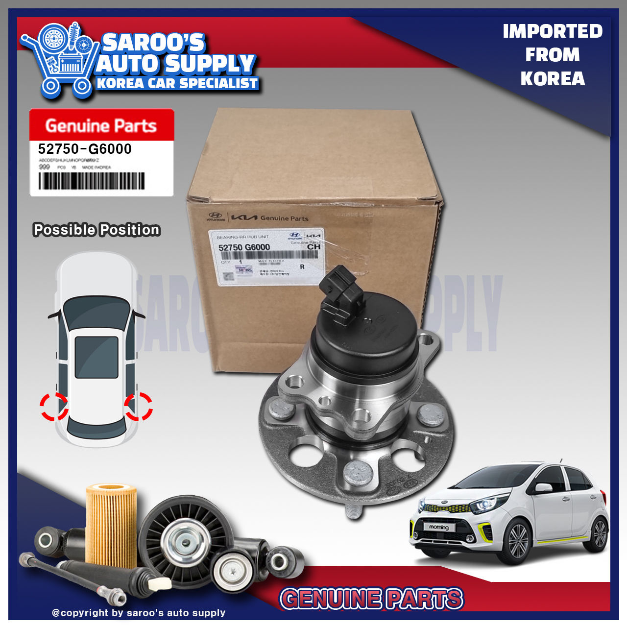 [Rear] Wheel Hub Assembly/Picanto (17-23)/52750-G6000