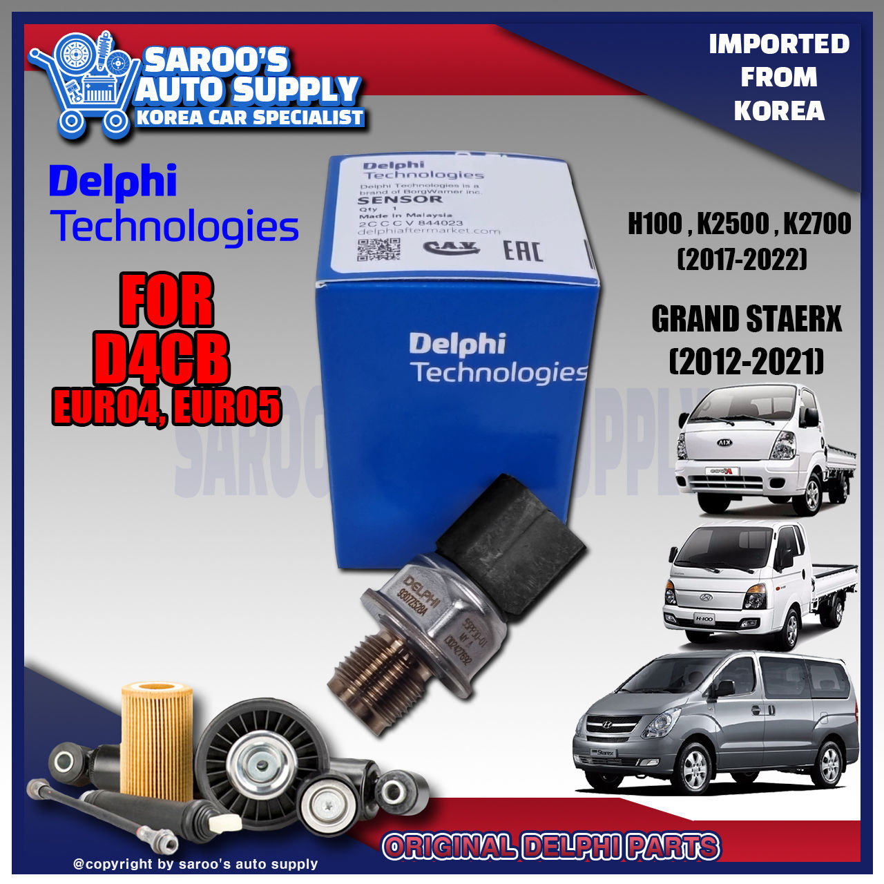 [Delphi] common Rail Pressure Sensor/H100,K2500,K2700,Grand Starex/CRDI/31401-4A