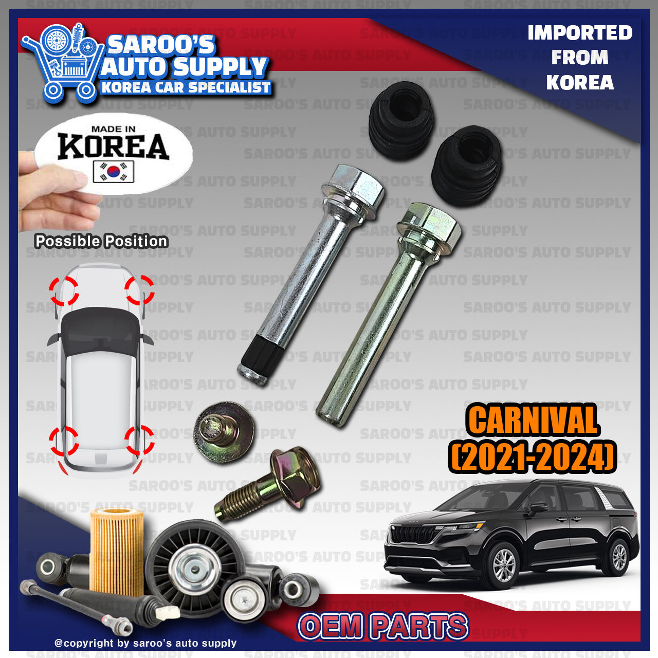 Caliper Rod guide Set For Carnival (21-24)/ Front and Rear