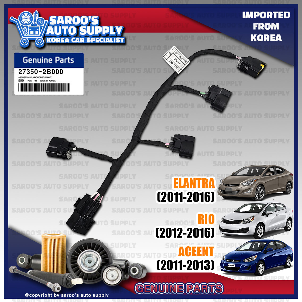 [Gamma] gnition Coil Wire For Accent , Rio , Elantra, 27350-2B000