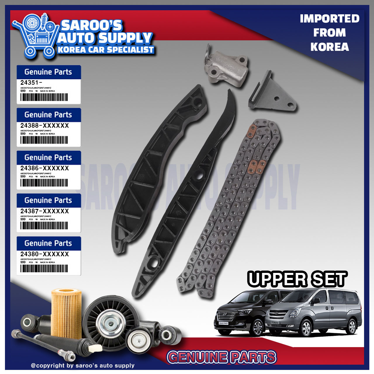 [Upper] Timing Chain Set For Grand Starex ,Sorento ,H100 , K2500 , K2700,D4CB