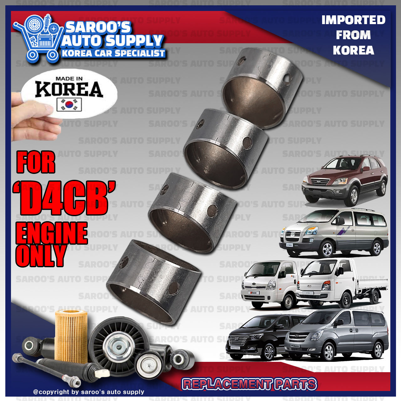 [D4CB] Connecting Rod Bushing Set/Grand Starex ,Sorento, H100 ,K2500 ,K2700