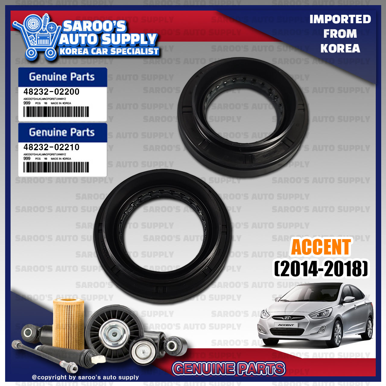 Cv joint Oil Seal Set /Accent (14-18)/48232-02200/48232-02210 /35x55x10/35x60x10
