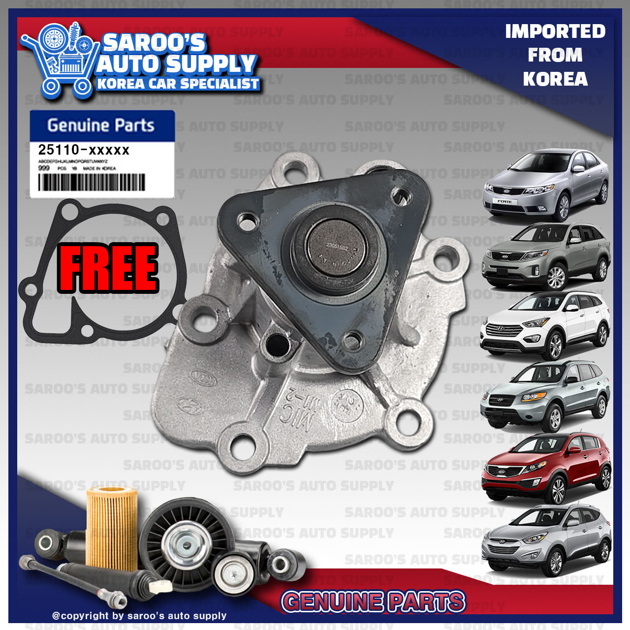 [Theta] Water Pump/Sportage,Forte,Sorento,Santa fe,Tucson,25100-2G200