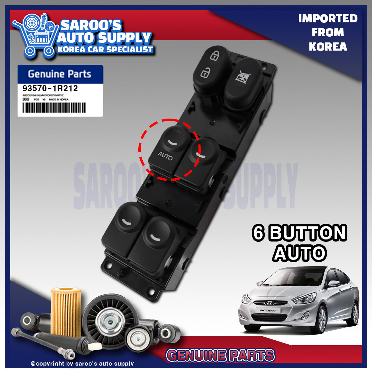 [Genuine] Window Switch For Hyundai Accent (11-18) Original Parts [Genuine Parts