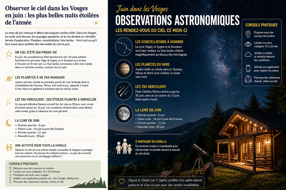 Observer le ciel dans les Vosges en juin : les plus belles nuits étoilées de l’été