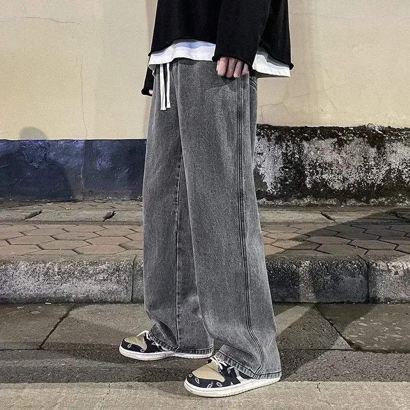Miniatura: 2026 New Streetwear Loose Jeans Men Korean Style Fashion Loose Straight Wide Leg