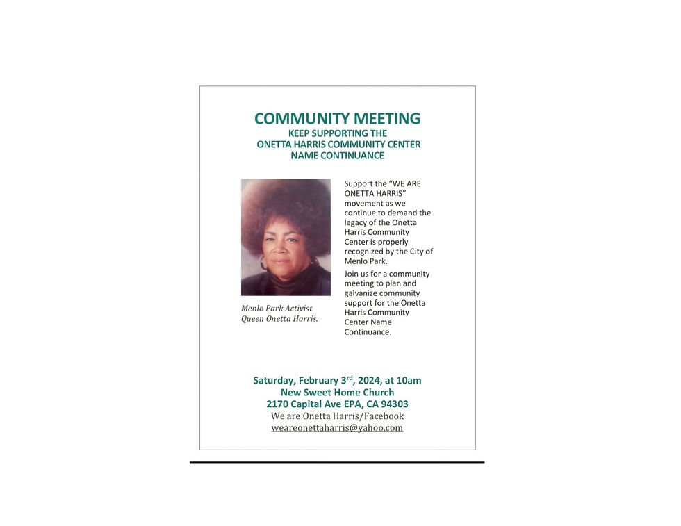 Community Meeting - Onetta Harris Community Center Name Continuance Discussion