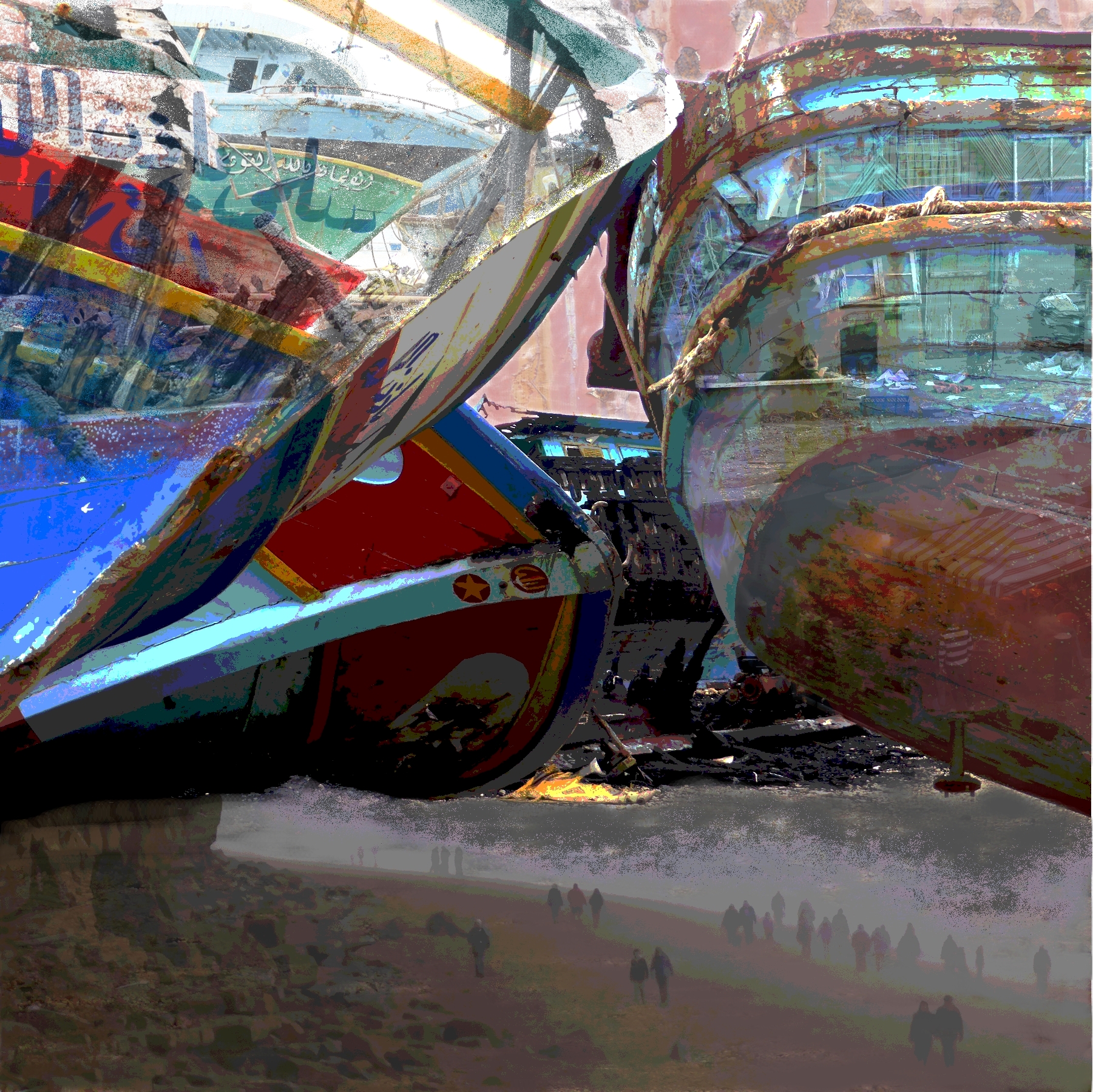 Barchi di Migranti 40 x 40cm