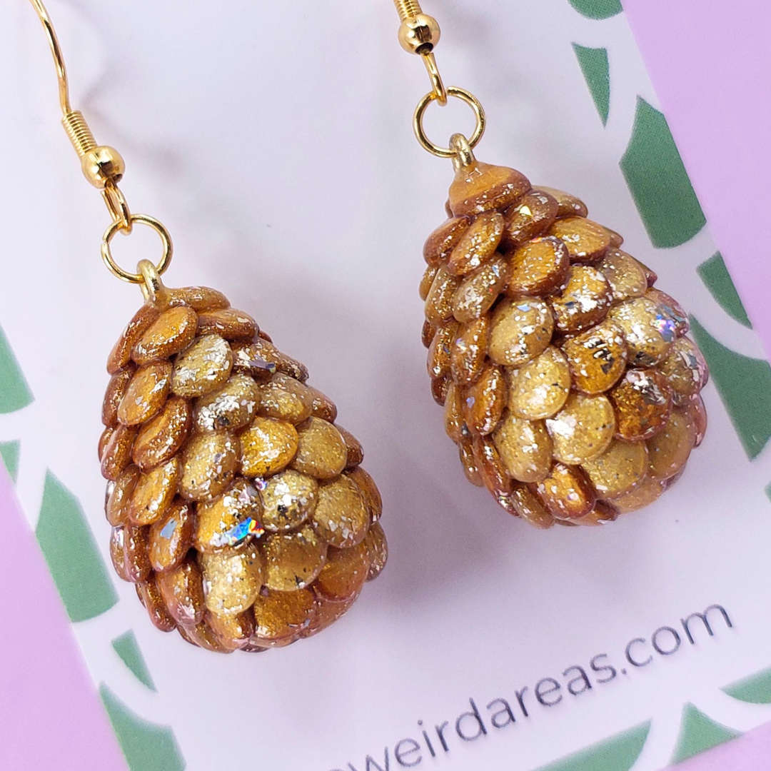 Gold Dragon Egg Earrings