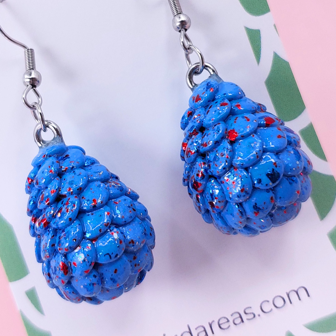 Blue & Red Dragon Egg Earrings