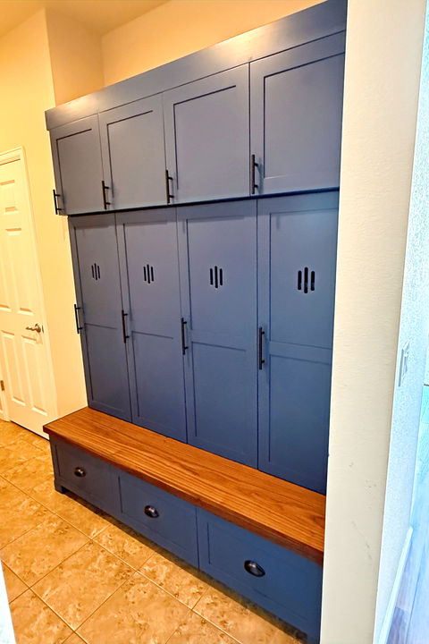 Custom mudroom built in, custom locker cabinets