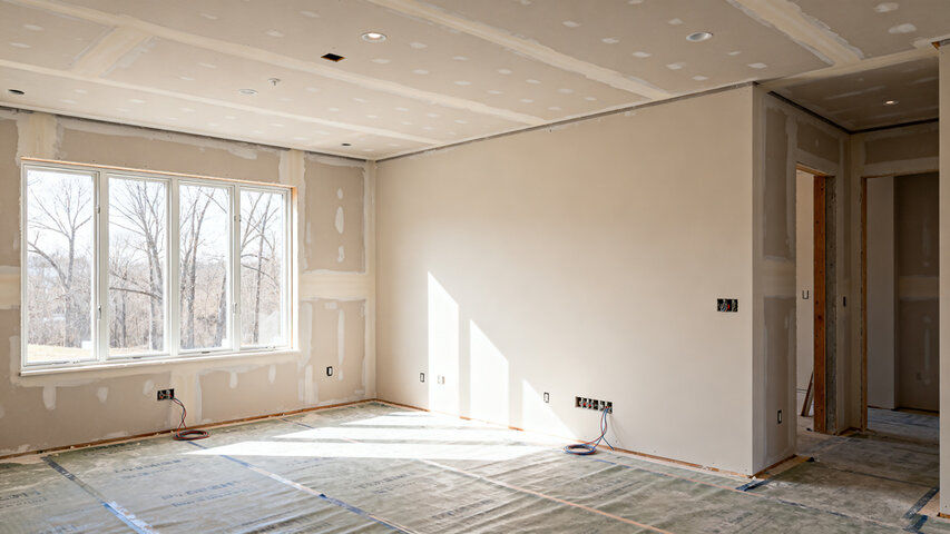 House renovation in progress showing interior refurbishment work