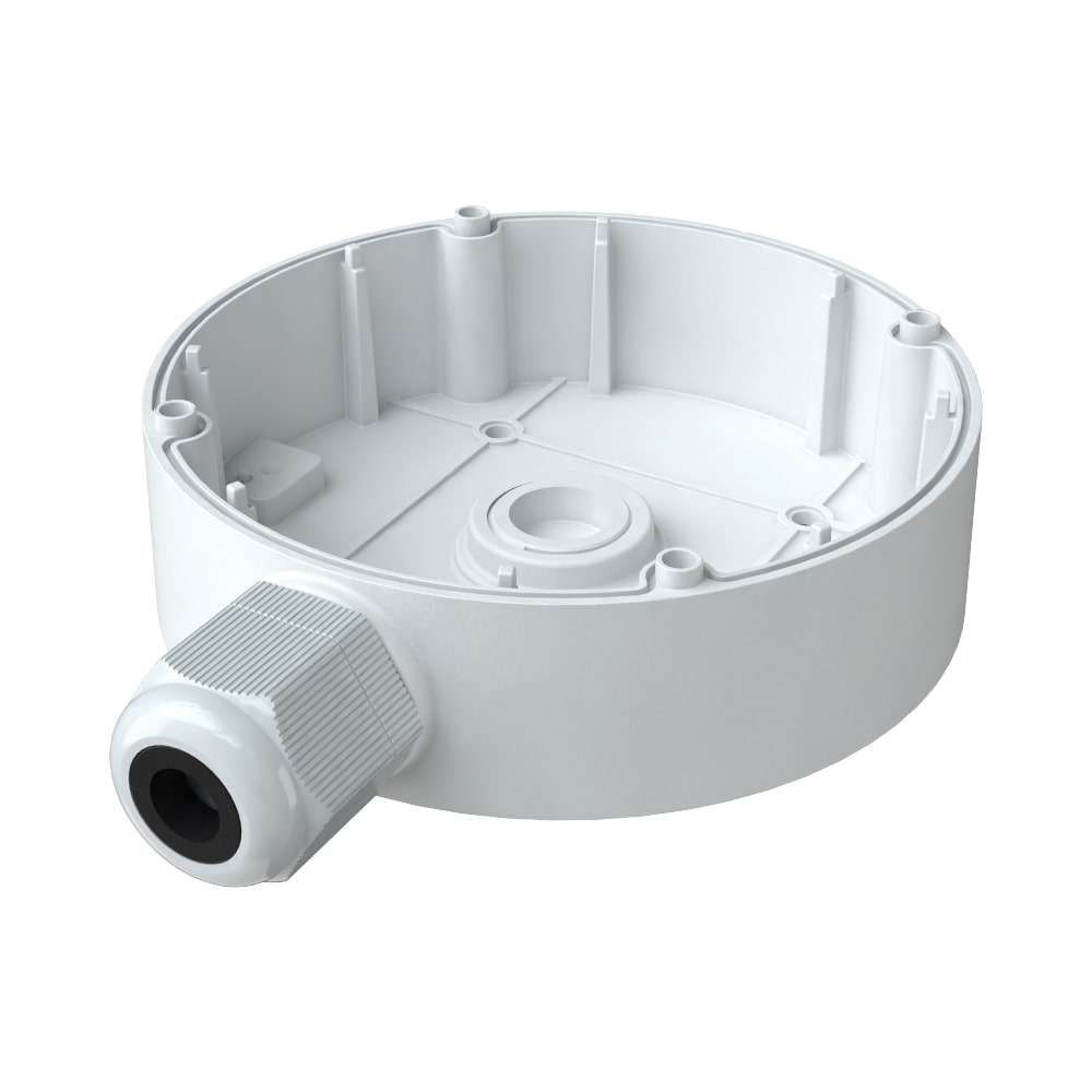 White security camera junction box bracket B10-W for professional wall or ceiling installation – Pono Surveillance.
