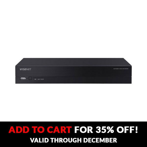 Hanwha Wisenet A series 4K NDAA 8-Channel IP Network Video Recorder with 1 SATA