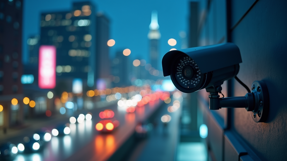 Close-up view of a high-definition CCTV camera mounted on a commercial building