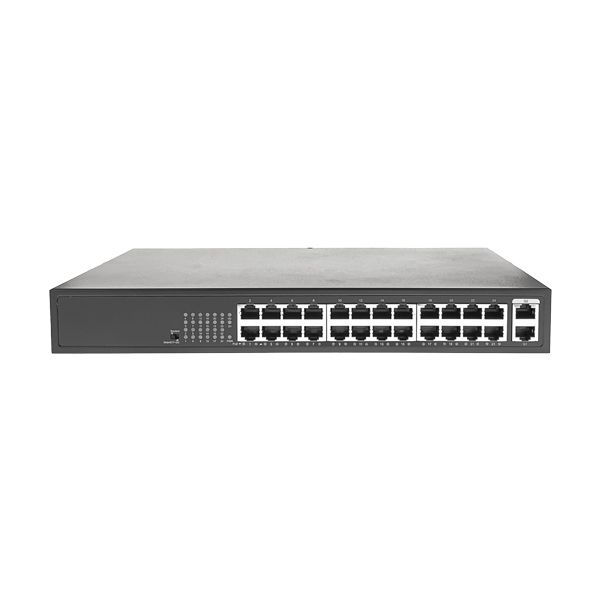 Private Labeled 24 Port PoE+ Switch with Two Gigabit Uplink Ports for IP Securit