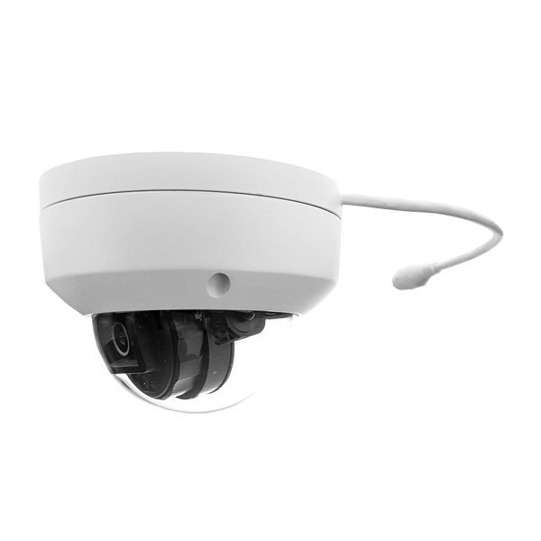 Thumbnail: White security camera angled with cord, 4MP vandal dome camera system, Pono Surveillance.