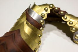 Armor Sculpture made from leather, brass, and nickel
