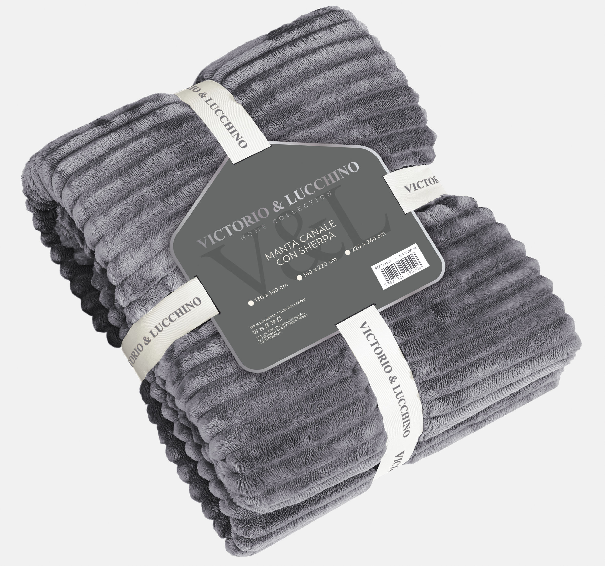 Manta Canale Sedalina Sherpa Gris de la firma VICTORIO & LUCCHINO.
