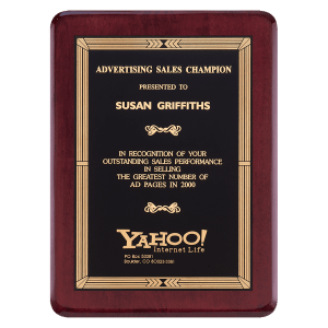 Rosewood Piano Finish Plaque with Florentine Design Plate