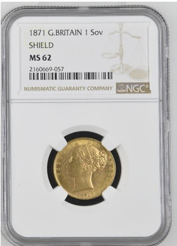 1871年ヴィクトリア ソブリン金貨シールド【MS62】 | 【アンティーク
