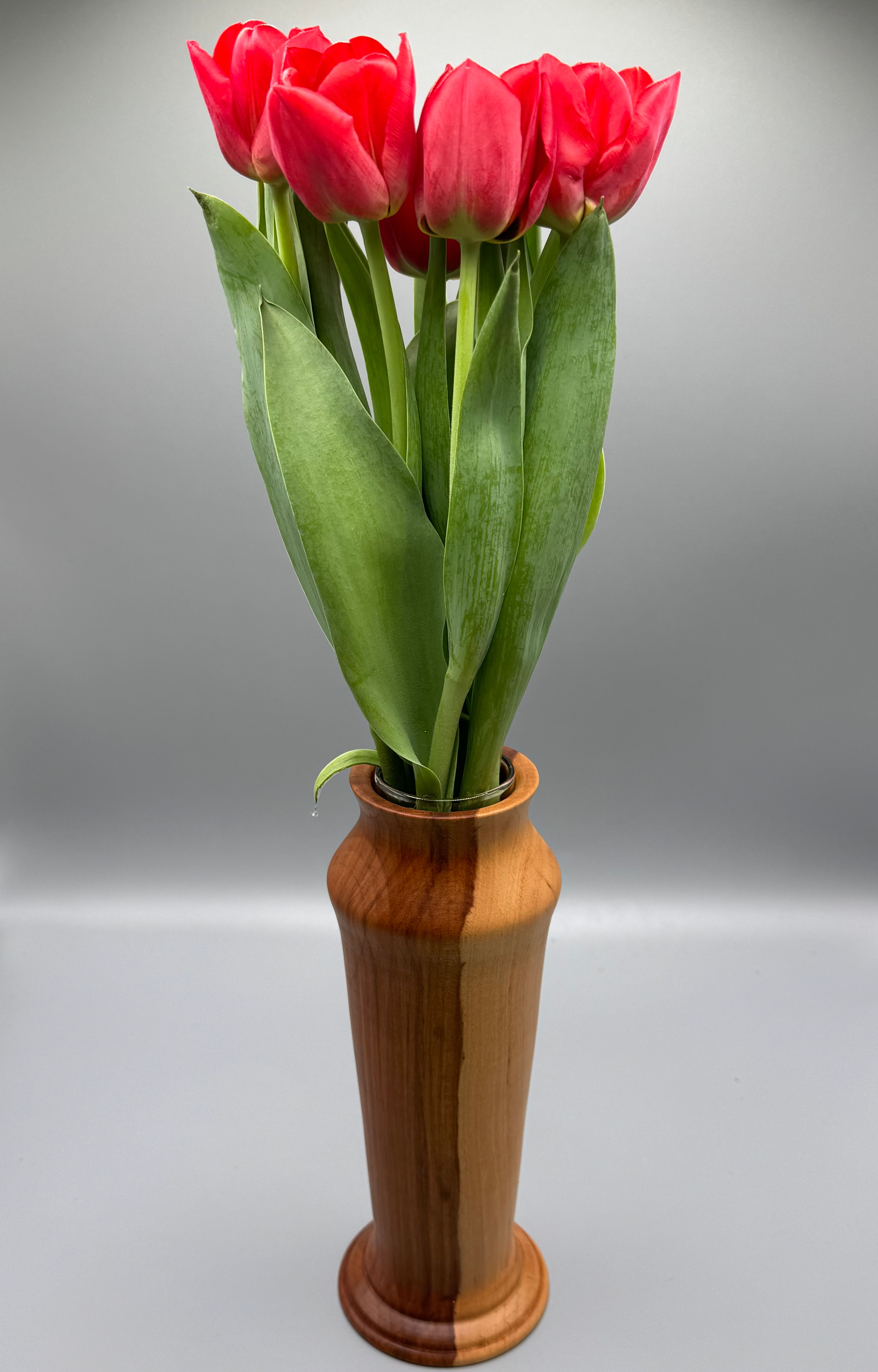 Stunning Apple Wood glass-lined Vase 210mm tall