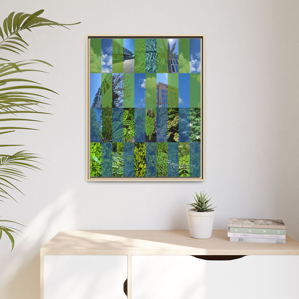 Thumbnail: Framed Matte Canvas - Abstract Blue x Green Mosaic 001 Robyn Thomas