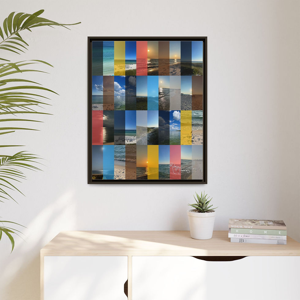 Thumbnail: Framed Matte Canvas - Coastal Color Block Mosaic 001 Robyn Thomas