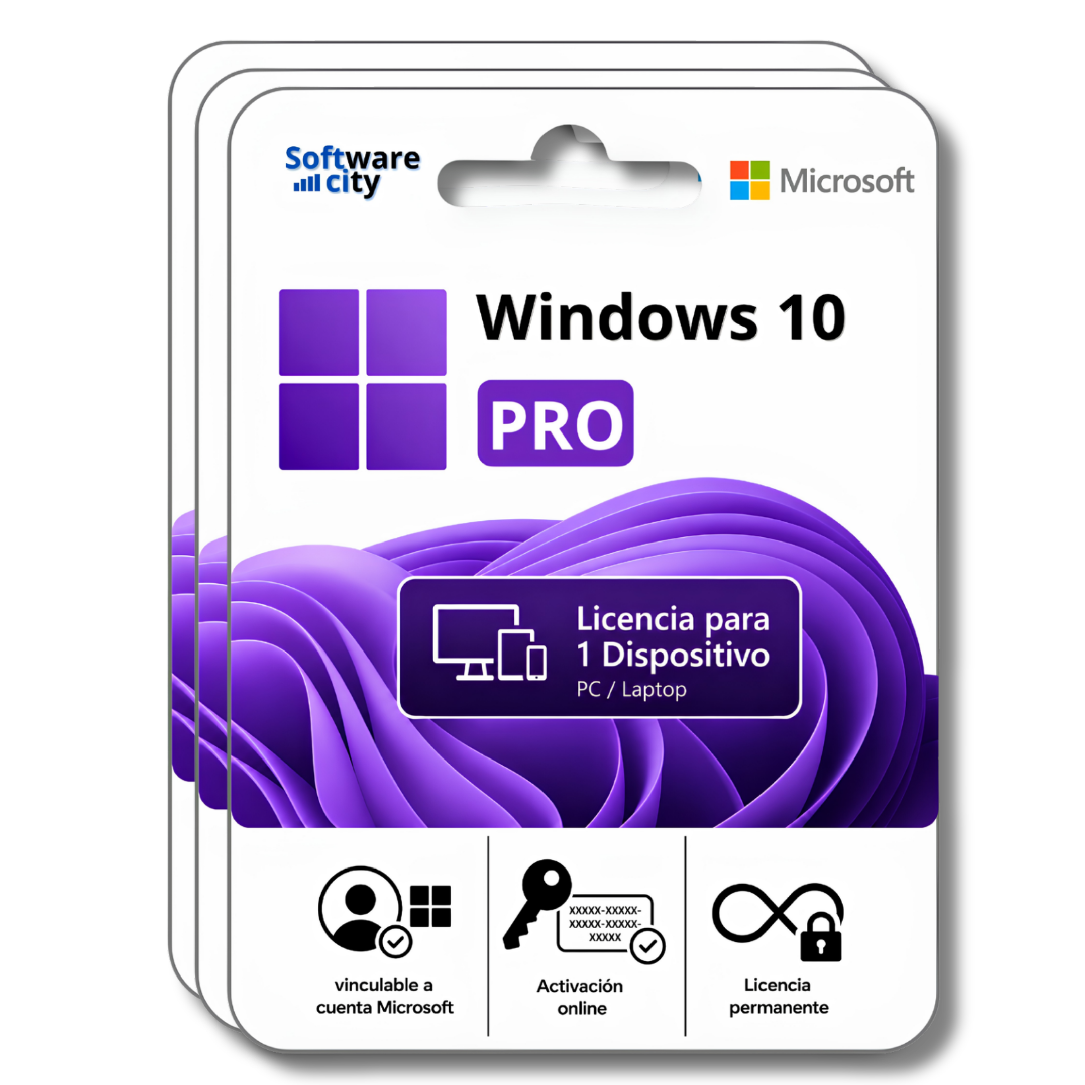 Microsoft Windows 10 Pro 1 PC 3 Licencias Permanentes