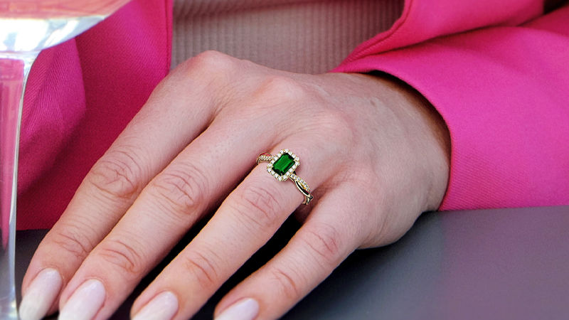 tsavorite diamond halo ring