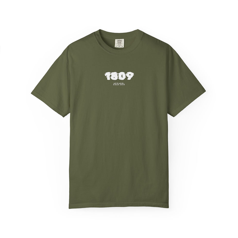 Thumbnail: Garment-Dyed T-Shirt with Bold '1809' Print,