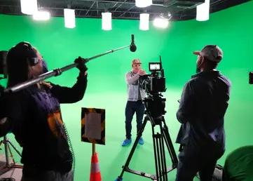 Film Crew work on Green Screen