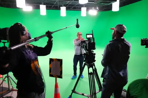 Film Crew work on Green Screen
