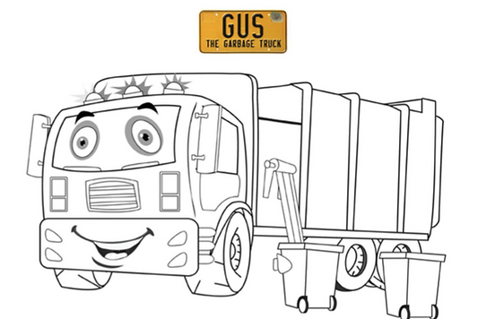 FREE COLORING PAGES | gus-garbage-truck