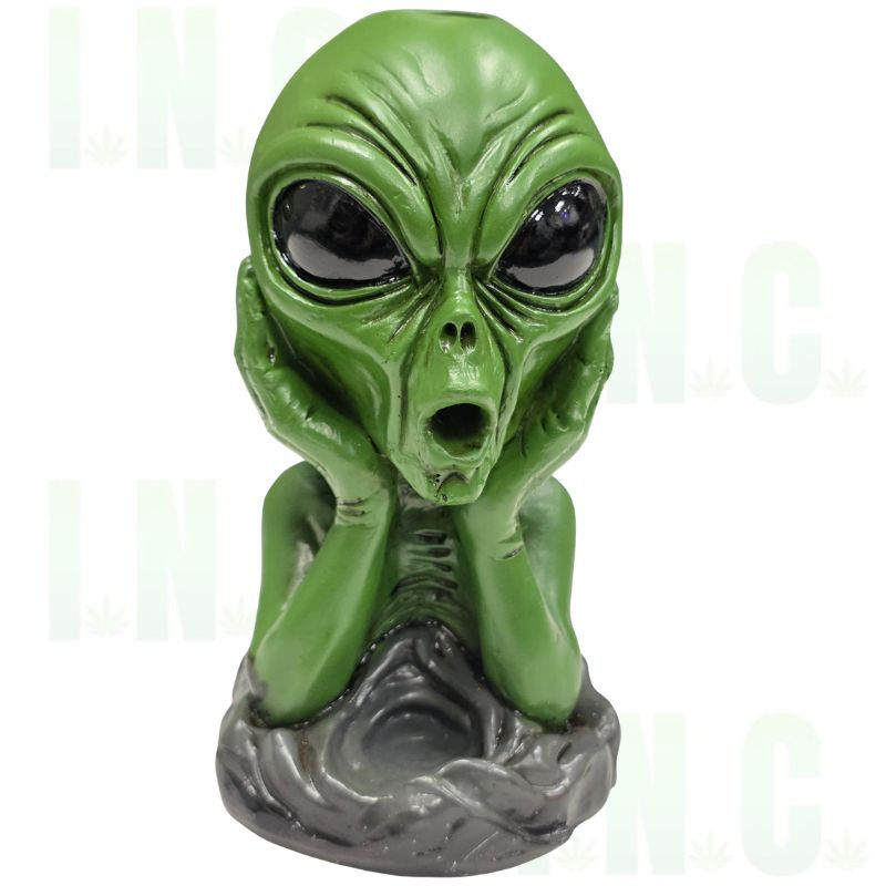 Green Alien Backflow Incense Burner Front View