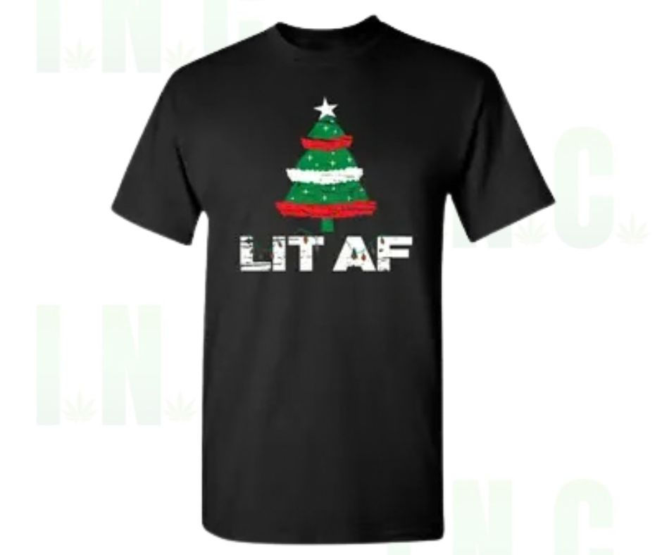 LIT AF Christmas Tee – Holiday Cheer Front View