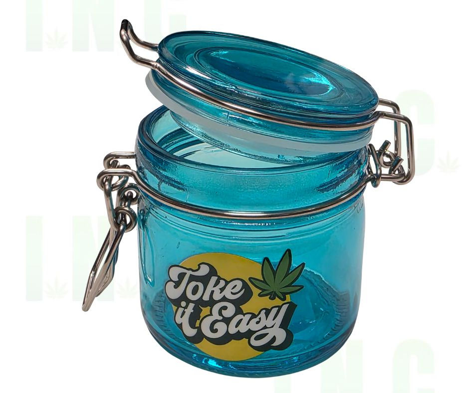 Thumbnail: "Toke it Easy" Aqua Blue Airtight Storage Jar