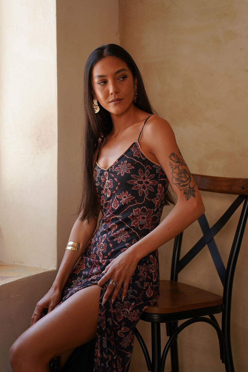 ethnic mesh maxi dress