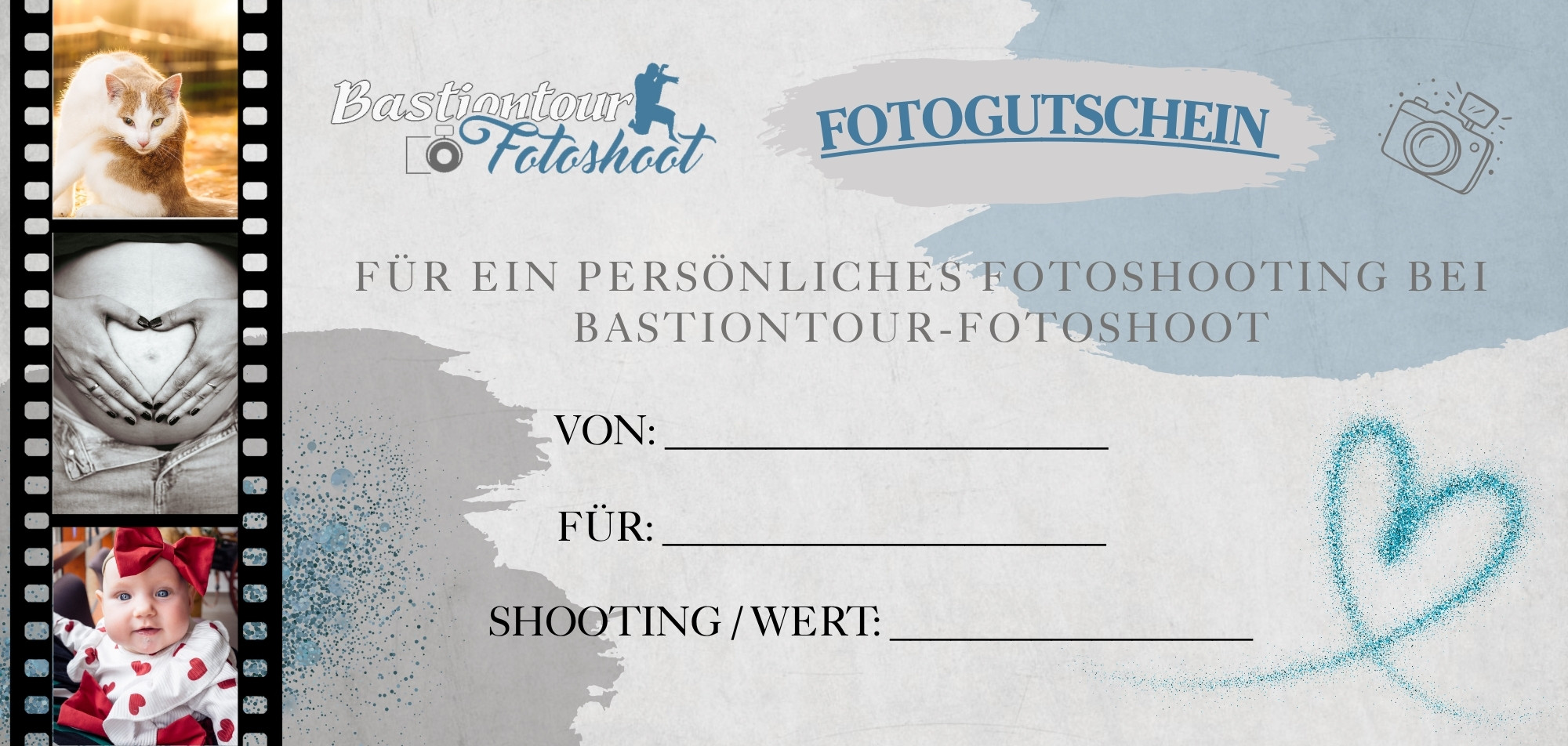 Bastiontour Fotoshoot Gutschein für ein Fotoshooting, Fotoshooting Gutschein als Geschenkkarte