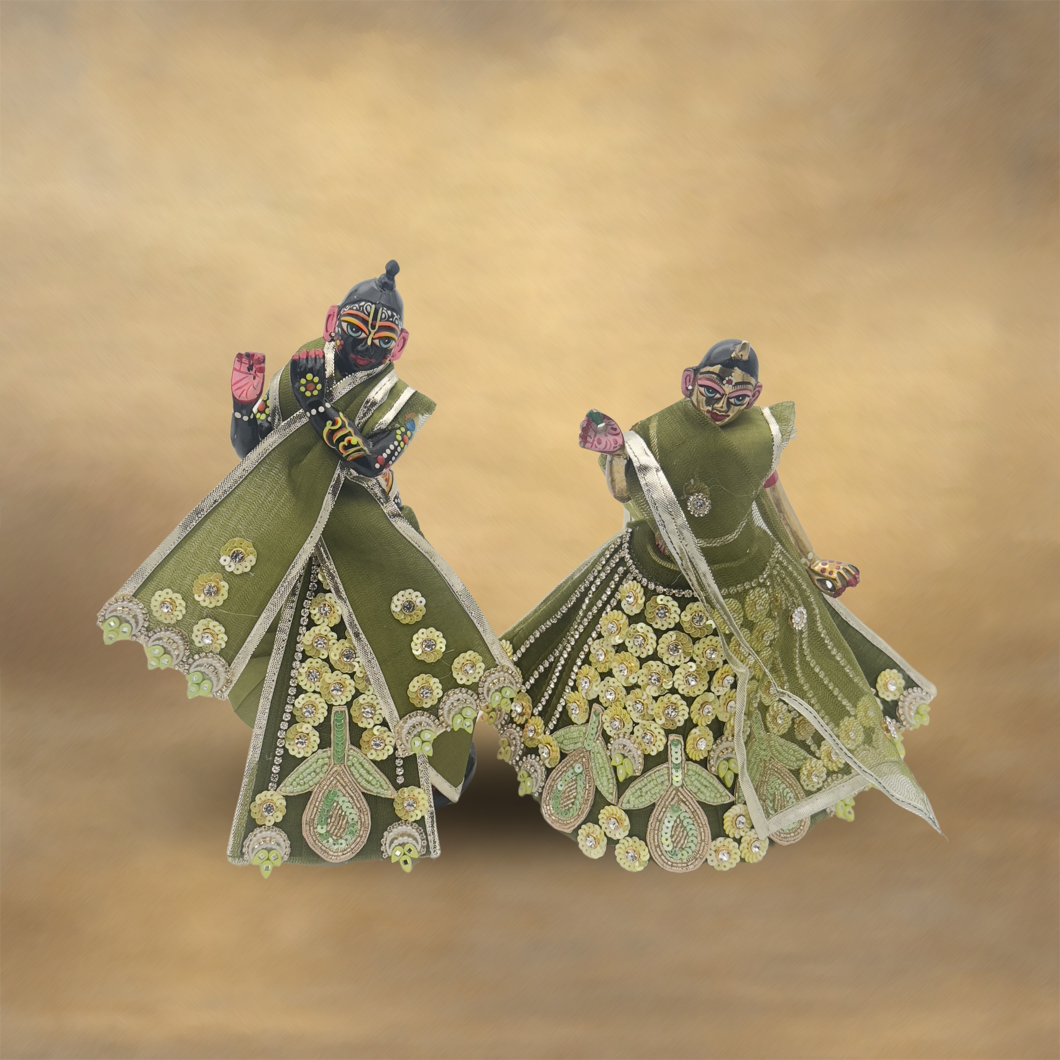 Peacock Green Royal Radha Krishna Poshak