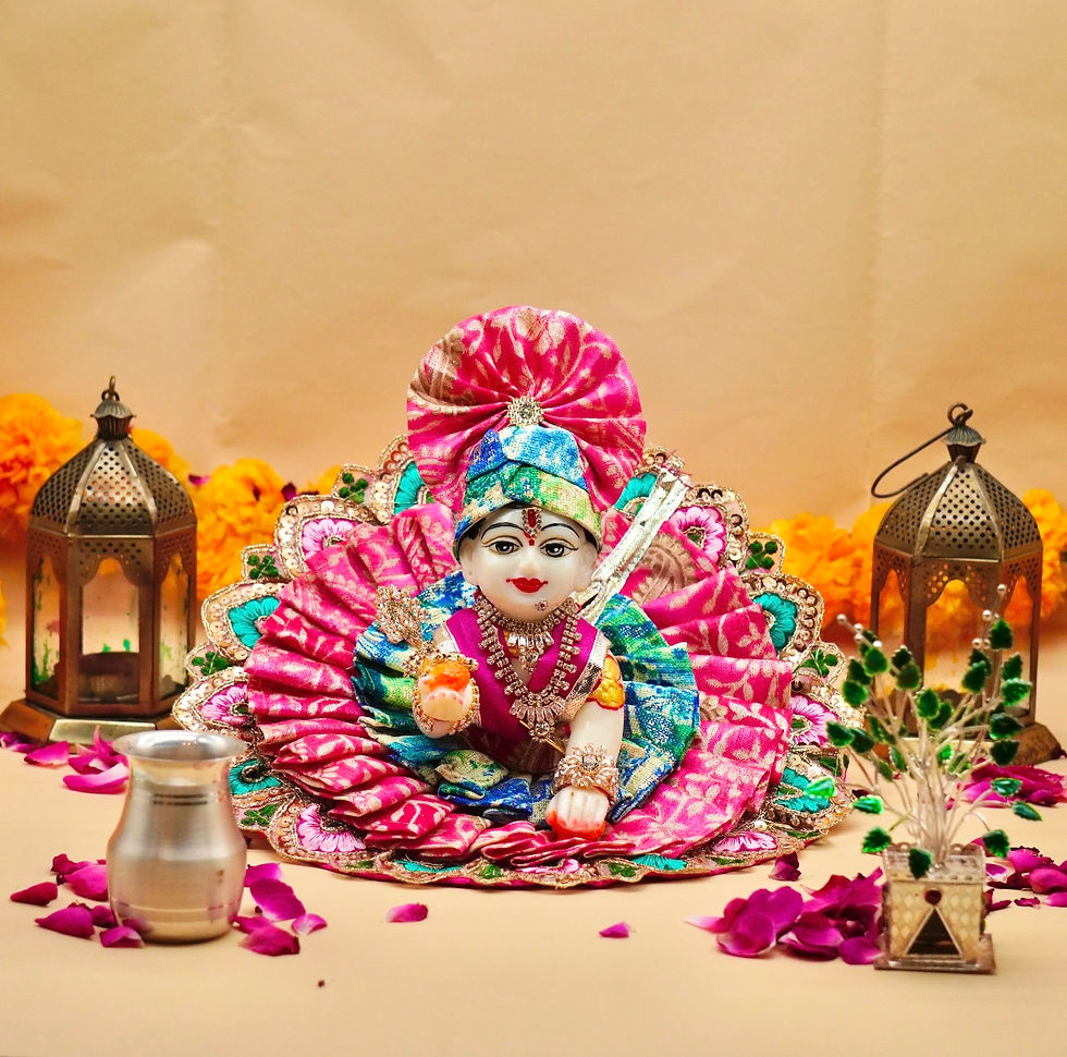 Phulkari Laddu Gopal Poshak With Pagdi