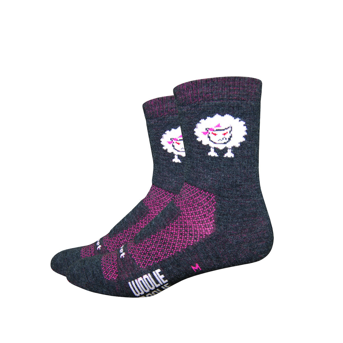 DeFeet Woolie Boolie 4” Baaad Sheep (Charcoal w/ Neon Pink) Socks