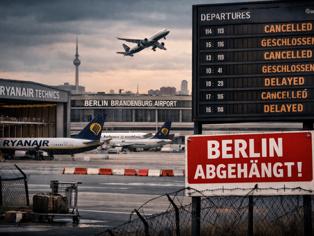Berlin Flughafen BER mit wenigen Flugzeugen – Symbol für die Berlin Tourismus Krise und sinkende Erreichbarkeit