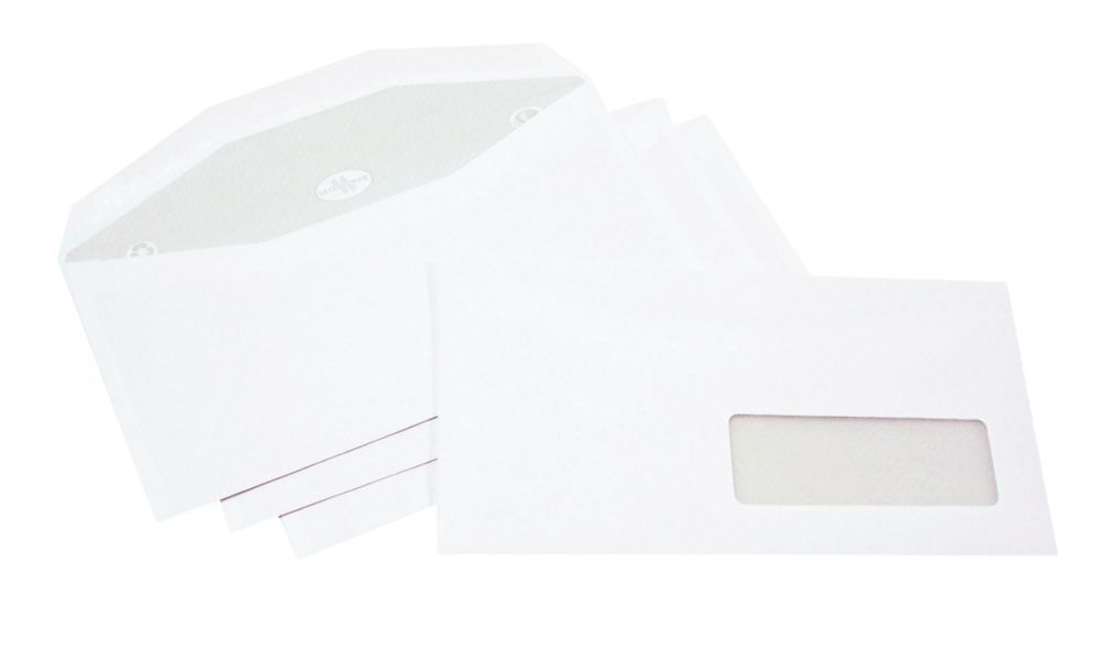 Boîte 1000 enveloppes blanches 115x225 80g/m² fenêtre 35x100 mise sous pli auto